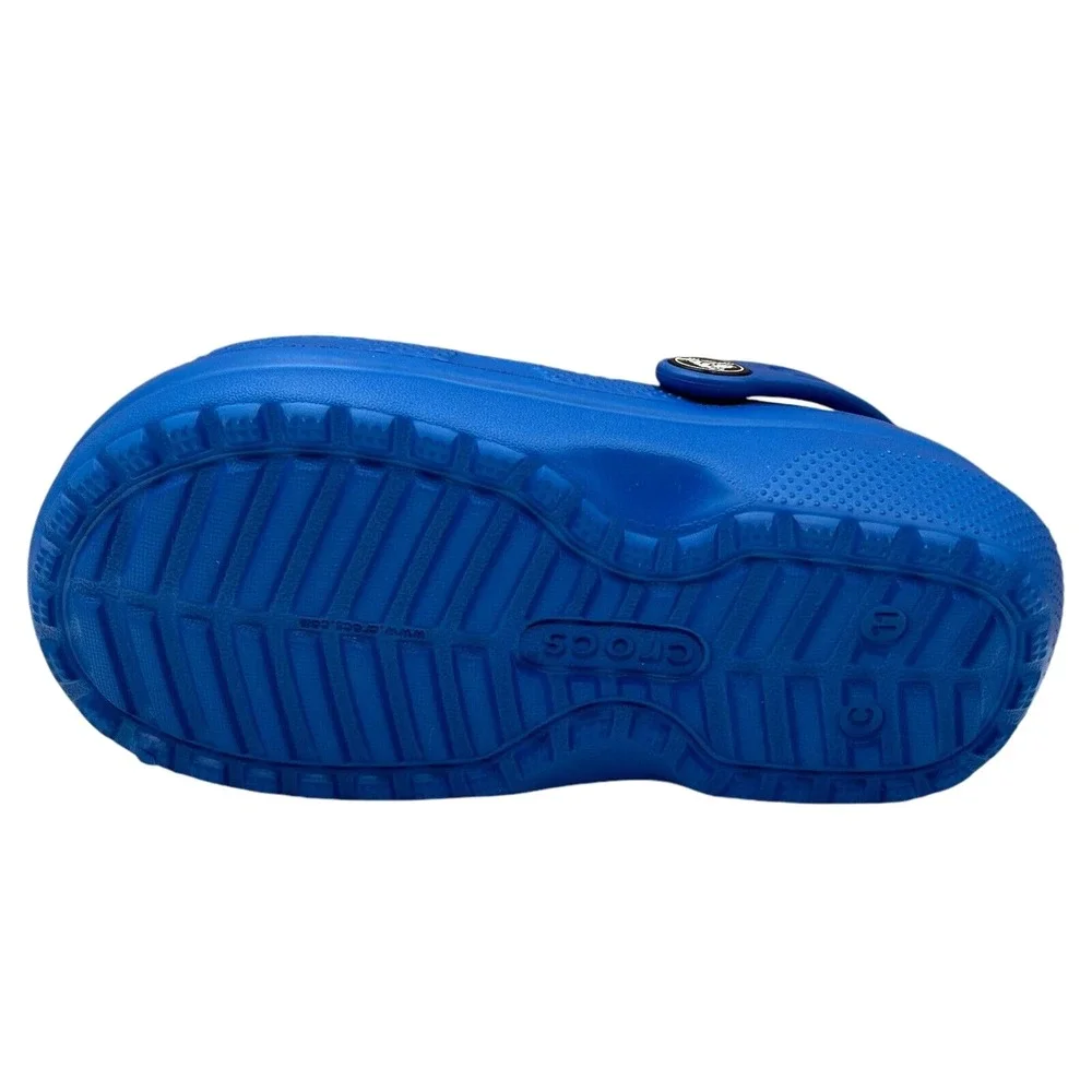 Crocs Little Boys Lined Slip on Clog Size 11 Royal Blue Warm Cozy Comfy Slippers